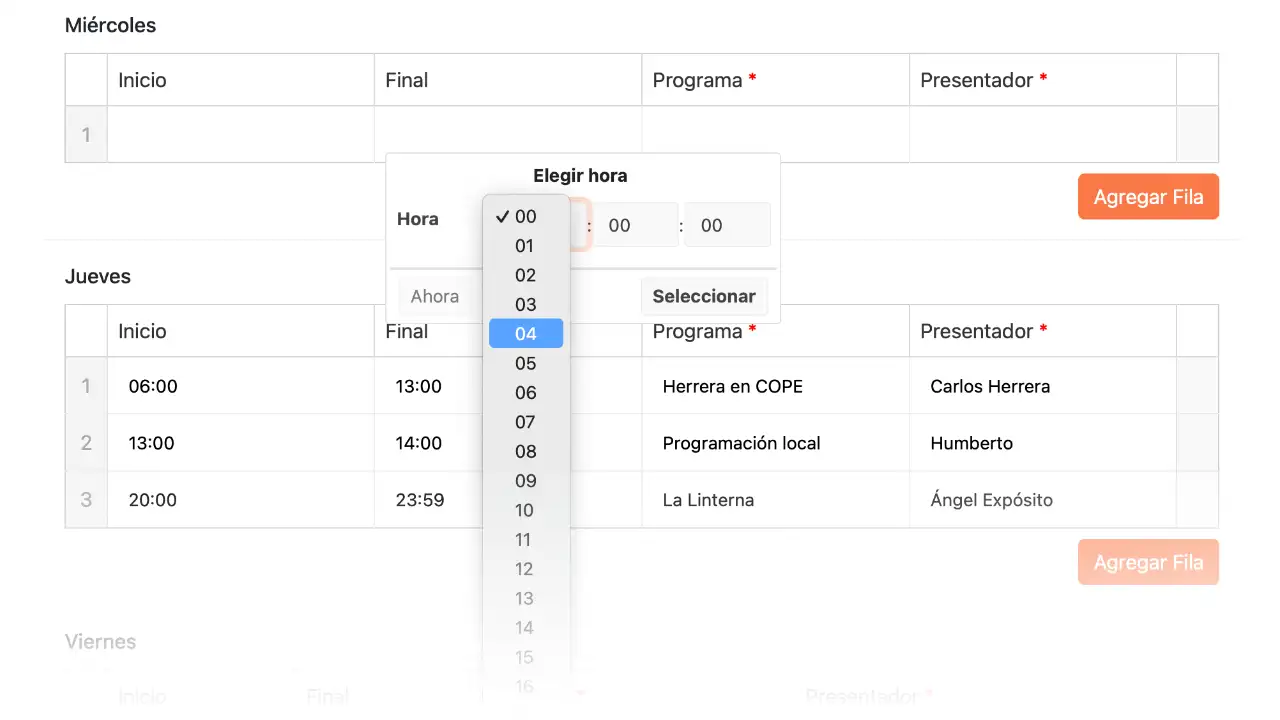 Parrillas de programación